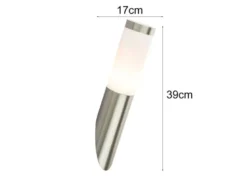 LED Außenwandleuchte aus Edelstahl in Silber, Höhe 39cm