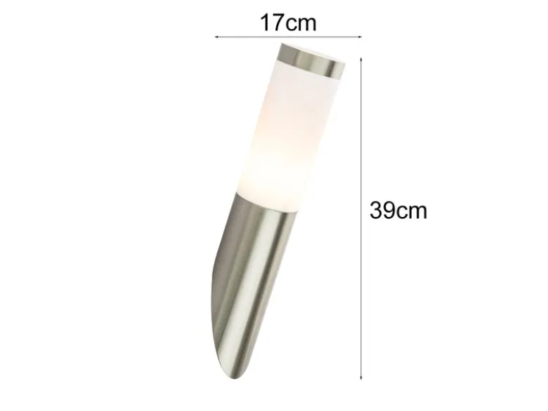 LED Außenwandleuchte aus Edelstahl in Silber, Höhe 39cm