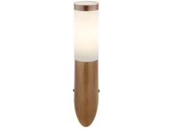 LED Außenwandleuchte aus Edelstahl in Holzoptik, Höhe 39cm