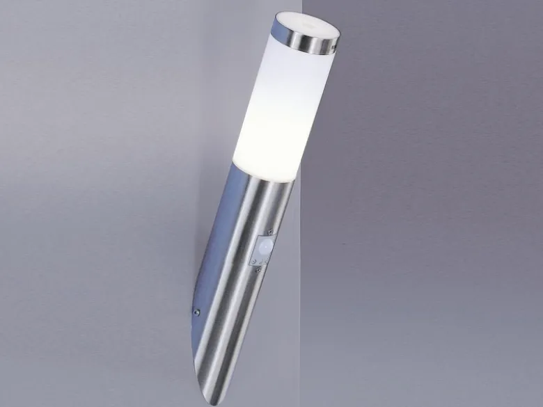 LED Außenwandleuchte aus Edelstahl in Silber mit Bewegungsmelder, Höhe 40cm