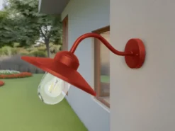LED Außenwandleuchte aus Edelstahl in Oxidrot, Ausladung 42cm