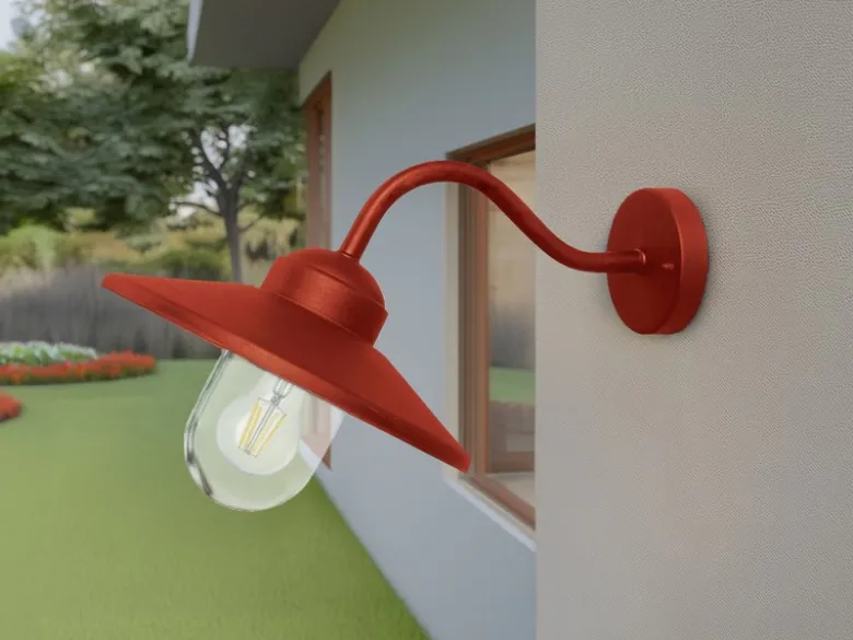 LED Außenwandleuchte aus Edelstahl in Oxidrot, Ausladung 42cm