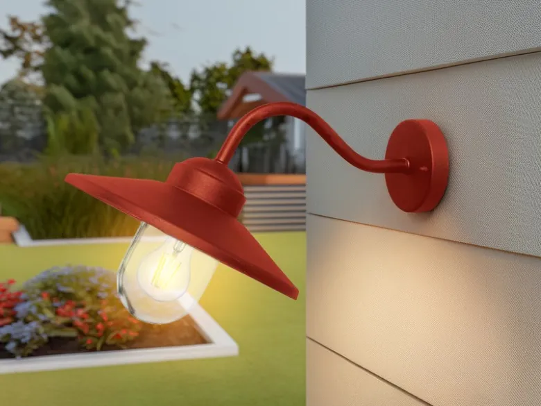 LED Außenwandleuchte aus Edelstahl in Oxidrot, Ausladung 42cm