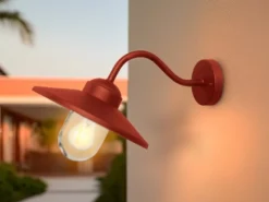 LED Außenwandleuchte aus Edelstahl in Oxidrot, Ausladung 42cm