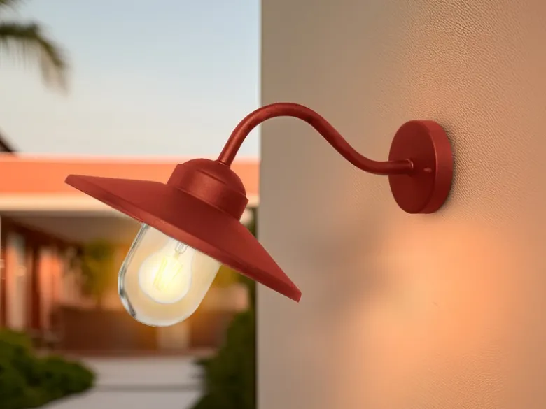 LED Außenwandleuchte aus Edelstahl in Oxidrot, Ausladung 42cm