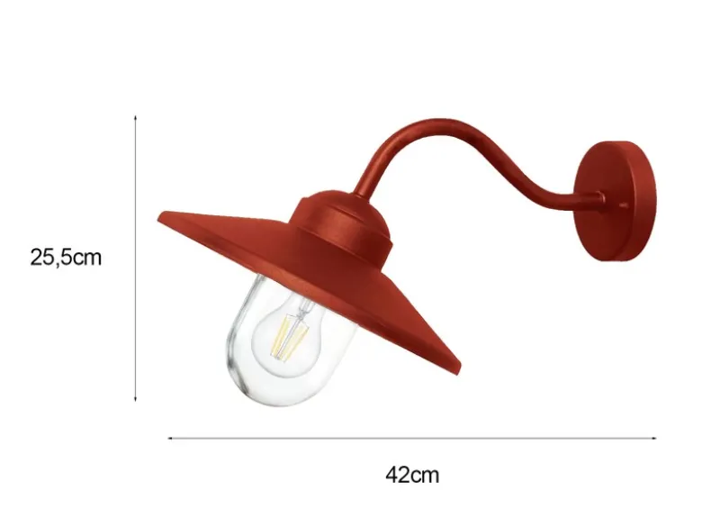 LED Außenwandleuchte aus Edelstahl in Oxidrot, Ausladung 42cm