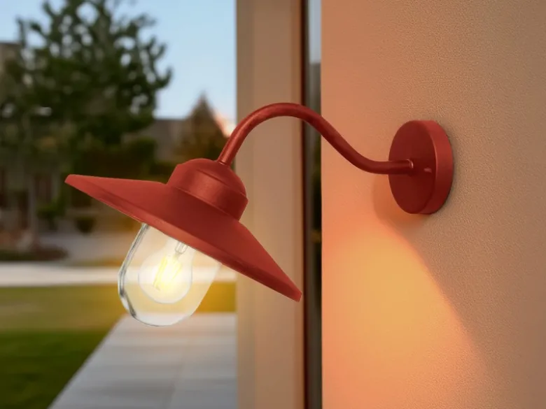 LED Außenwandleuchte aus Edelstahl in Oxidrot, Ausladung 42cm