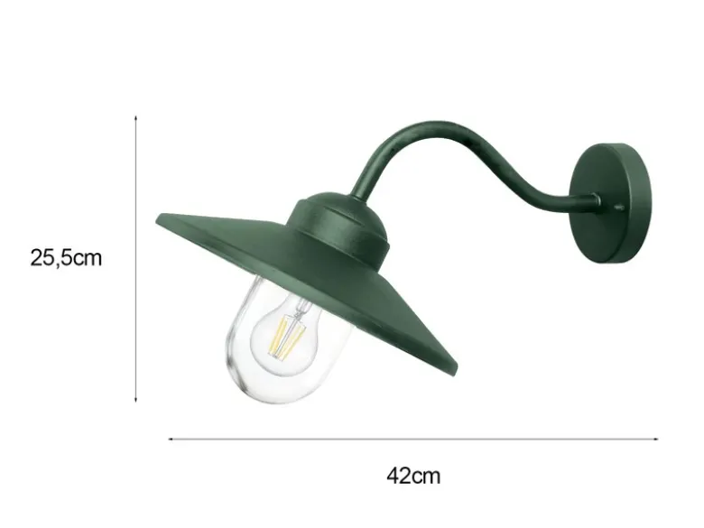 LED Außenwandleuchte aus Edelstahl in Tannengrün, Ausladung 42cm