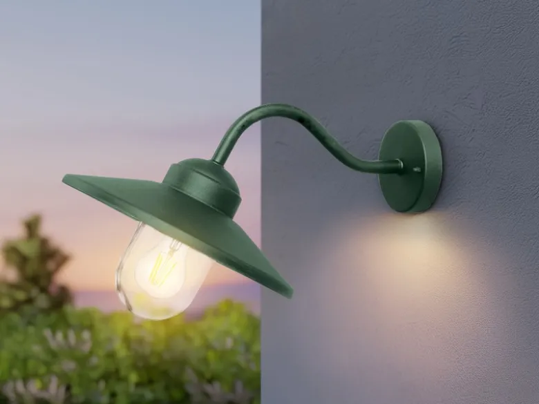 LED Außenwandleuchte aus Edelstahl in Tannengrün, Ausladung 42cm