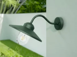 LED Außenwandleuchte aus Edelstahl in Tannengrün, Ausladung 42cm