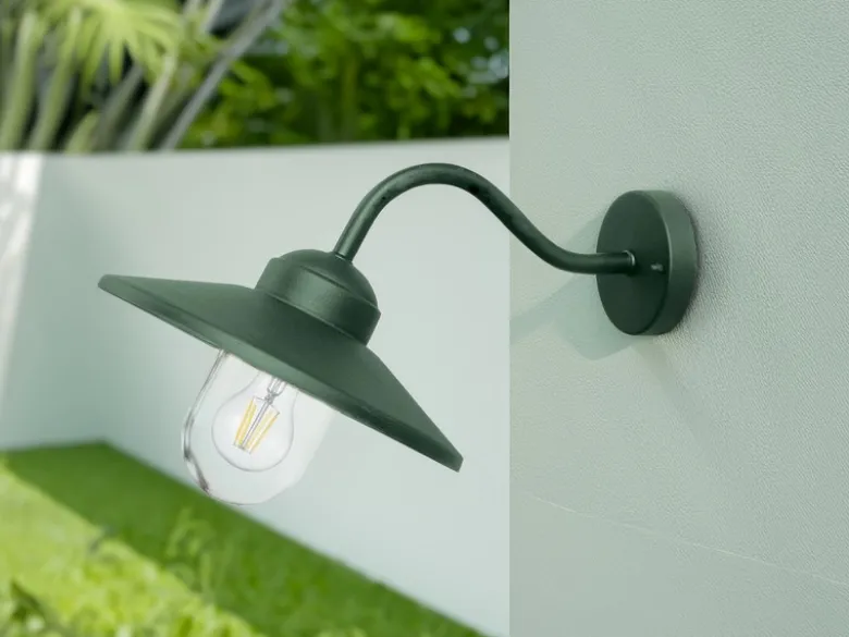 LED Außenwandleuchte aus Edelstahl in Tannengrün, Ausladung 42cm