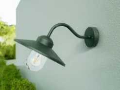 LED Außenwandleuchte aus Edelstahl in Tannengrün, Ausladung 42cm