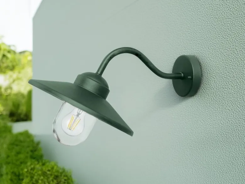 LED Außenwandleuchte aus Edelstahl in Tannengrün, Ausladung 42cm