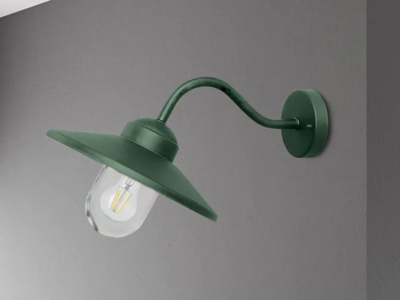LED Außenwandleuchte aus Edelstahl in Tannengrün, Ausladung 42cm