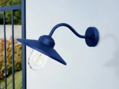 LED Außenwandleuchte aus Edelstahl in Marineblau, Ausladung 42cm