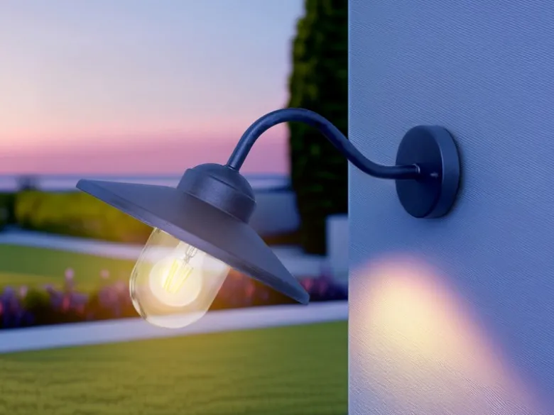 LED Außenwandleuchte aus Edelstahl in Marineblau, Ausladung 42cm