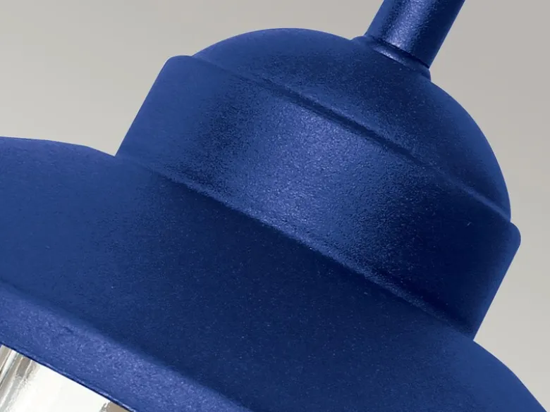 LED Außenwandleuchte aus Edelstahl in Marineblau, Ausladung 42cm