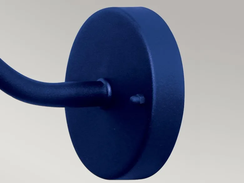 LED Außenwandleuchte aus Edelstahl in Marineblau, Ausladung 42cm