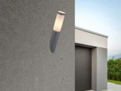 LED Außenwandleuchte aus Edelstahl in Anthrazit & Opal, Höhe 39cm