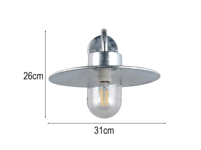 LED Außenwandleuchte aus Metall feuerverzinkt, Salzluft resistent, Höhe 26cm
