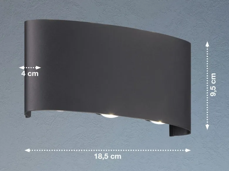 LED Außenwandleuchte BERLIN Schwarz mit Up and Down Licht - 18,5cm breit