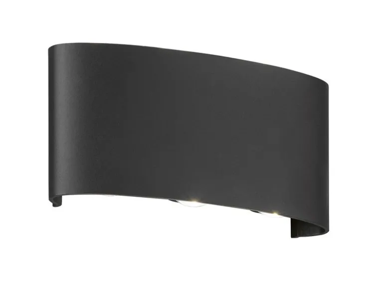LED Außenwandleuchte BERLIN Schwarz mit Up and Down Licht - 18,5cm breit