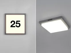 LED Außenwandleuchte BERMEJO mit Hausnummer & Bewegungsmelder 30 x 30cm