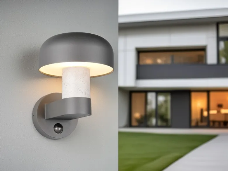 LED Außenwandleuchte Betonoptik mit Bewegungsmelder, Höhe 24cm