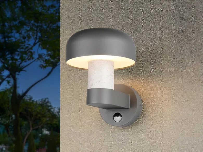 LED Außenwandleuchte Betonoptik mit Bewegungsmelder, Höhe 24cm