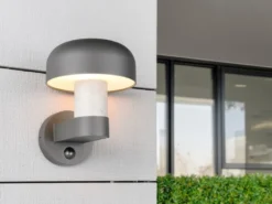 LED Außenwandleuchte Betonoptik mit Bewegungsmelder, Höhe 24cm