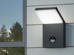 LED Außenwandleuchte Bewegungsmelder Anthrazit eckig, 2erSET für Hausbeleuchtung
