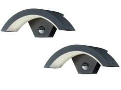 LED Außenwandleuchte Bewegungsmelder Anthrazit rund, 2er SET für Hausbeleuchtung