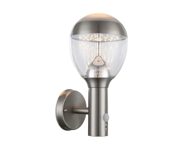 LED Außenwandleuchte CALLISTO mit Bewegungsmelder in Silber, Höhe 32cm