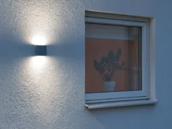 LED Außenwandleuchte CHIERI, Up and Down ALU in Anthrazit, Höhe 9cm Breite 11cm