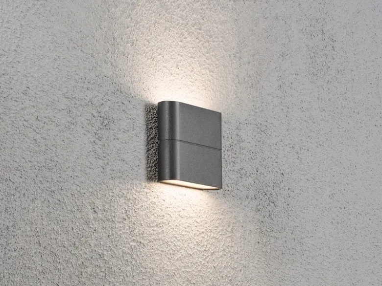 LED Außenwandleuchte CHIERI, Up and Down ALU in Anthrazit, Höhe 9cm Breite 11cm