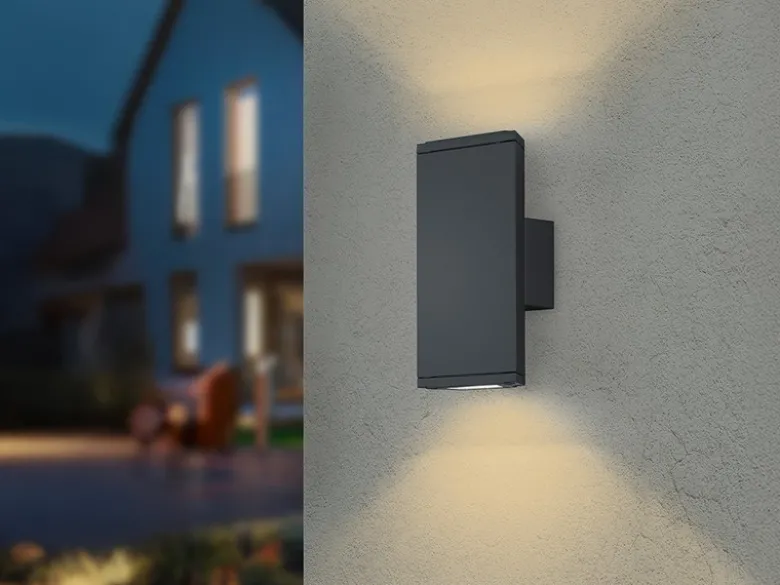 LED Außenwandleuchte COLORADO mit Up & Down, Anthrazit, IP54, Höhe 20cm