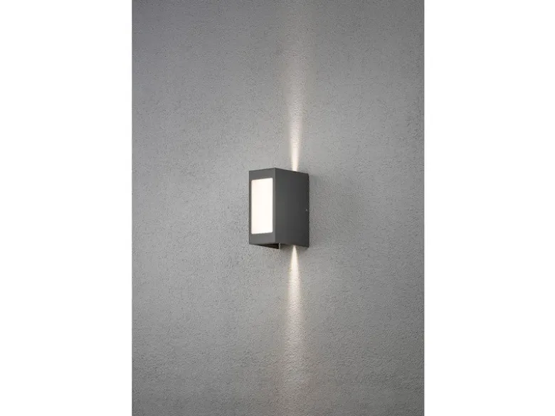 LED Außenwandleuchte CREMONA Up and Down Höhe 17cm, Opalglas Anthrazit