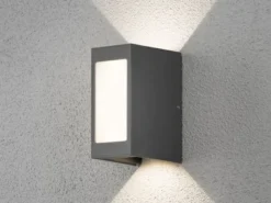 LED Außenwandleuchte CREMONA Up and Down Höhe 17cm, Opalglas Anthrazit
