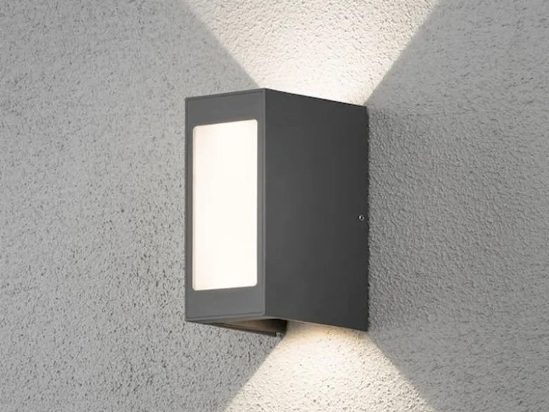 LED Außenwandleuchte CREMONA Up and Down Höhe 17cm, Opalglas Anthrazit