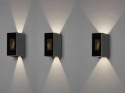 LED Außenwandleuchte CREMONA in Anthrazit mit einstellbarer LED Flamme Höhe 17cm