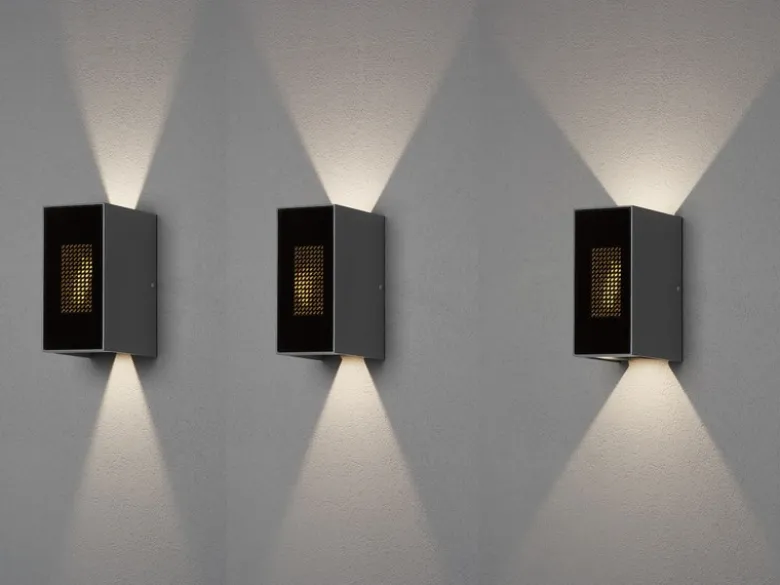 LED Außenwandleuchte CREMONA in Anthrazit mit einstellbarer LED Flamme Höhe 17cm