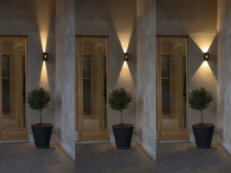 LED Außenwandleuchte CREMONA in Anthrazit mit einstellbarer LED Flamme Höhe 17cm