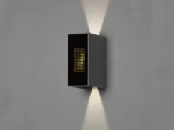 LED Außenwandleuchte CREMONA in Anthrazit mit einstellbarer LED Flamme Höhe 17cm