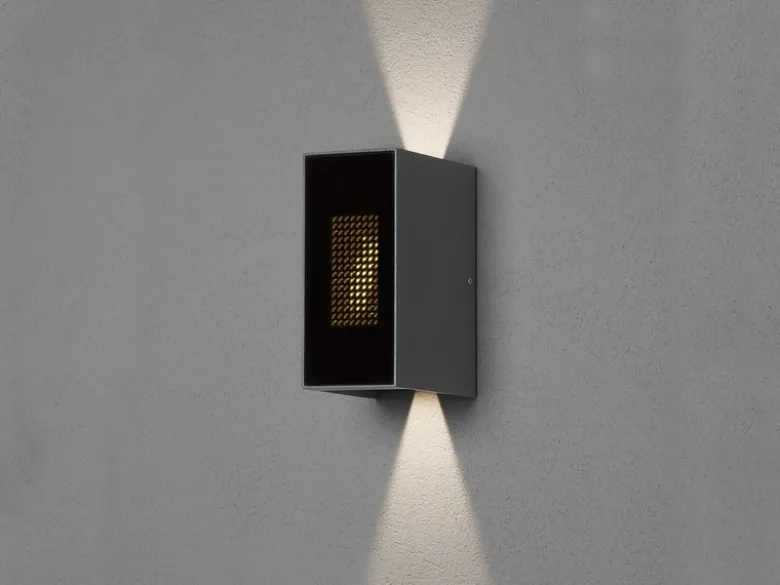 LED Außenwandleuchte CREMONA in Anthrazit mit einstellbarer LED Flamme Höhe 17cm