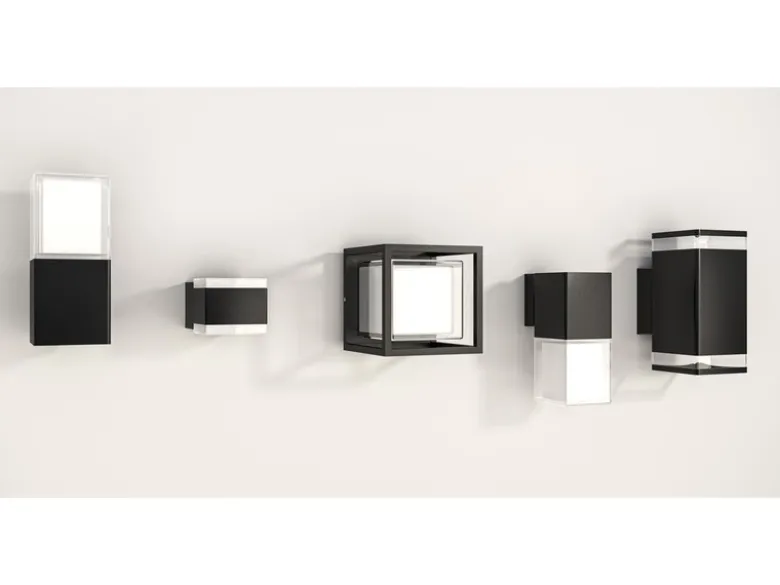 LED Außenwandleuchte CUBIC aus Aluminium in Schwarz, 17x15cm