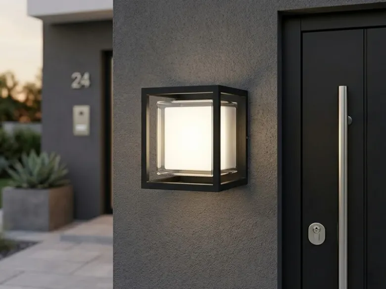 LED Außenwandleuchte CUBIC aus Aluminium in Schwarz, 17x15cm
