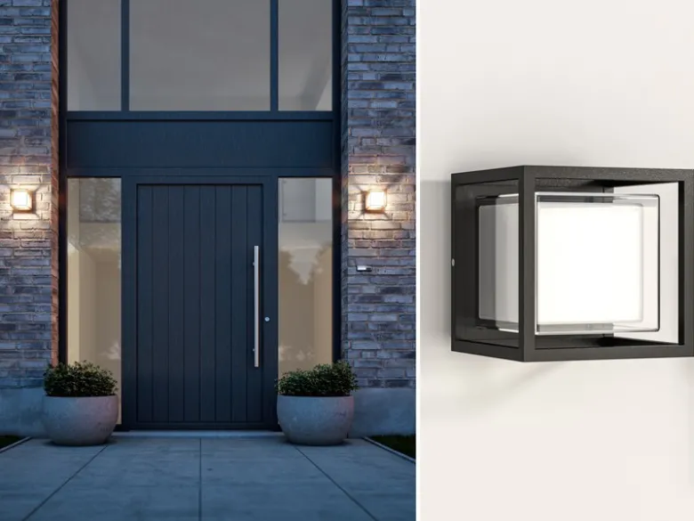 LED Außenwandleuchte CUBIC aus Aluminium in Schwarz, 17x15cm