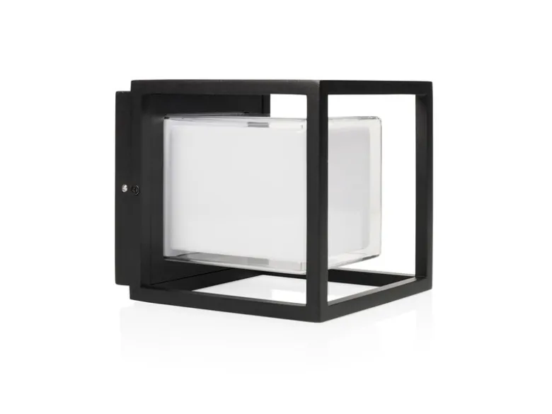 LED Außenwandleuchte CUBIC aus Aluminium in Schwarz, 17x15cm