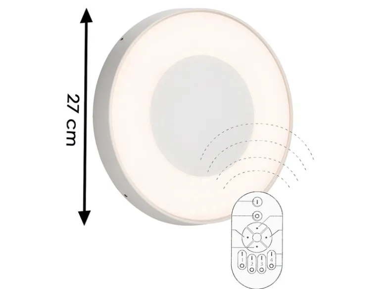 LED Außenwandleuchte / Deckenleuchte CARRARA weiß inkl. Fernbedienung, 25W