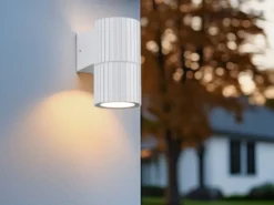 LED Außenwandleuchte Downlight Weiß geriffelt, Höhe 11cm